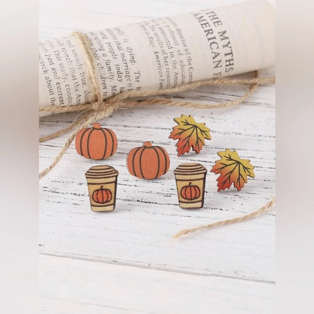 💖5 items for $25 Sale!💖 3 pairs/sets Fall Themed Stud Earrings - Picture 4 of 5